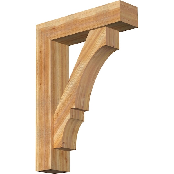 Ekena Millwork Balboa Block Rough Sawn Bracket w/ Offset Brace, Western Red Cedar, 8"W x 32"D x 44"H BKT0806X32X44BOA05RWR - main
